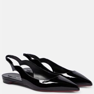 Christian Louboutin Hot Chickita Black Patent Slingback Flats